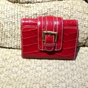 Red faux leather wallet